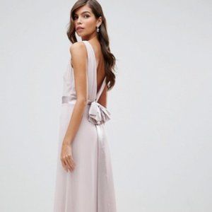 TFNC bridesmaid exclusive sateen bow back maxi in Pink